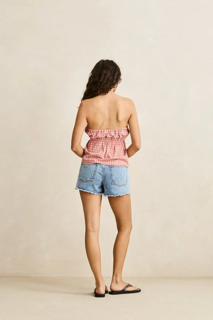 Kirra Check Strapless Top